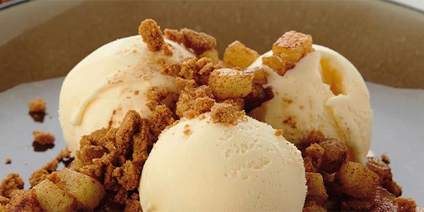 Vanilla Ice Cream with Fried Apple & Lotus Biscoff Crumble - ESSENTIALS MY