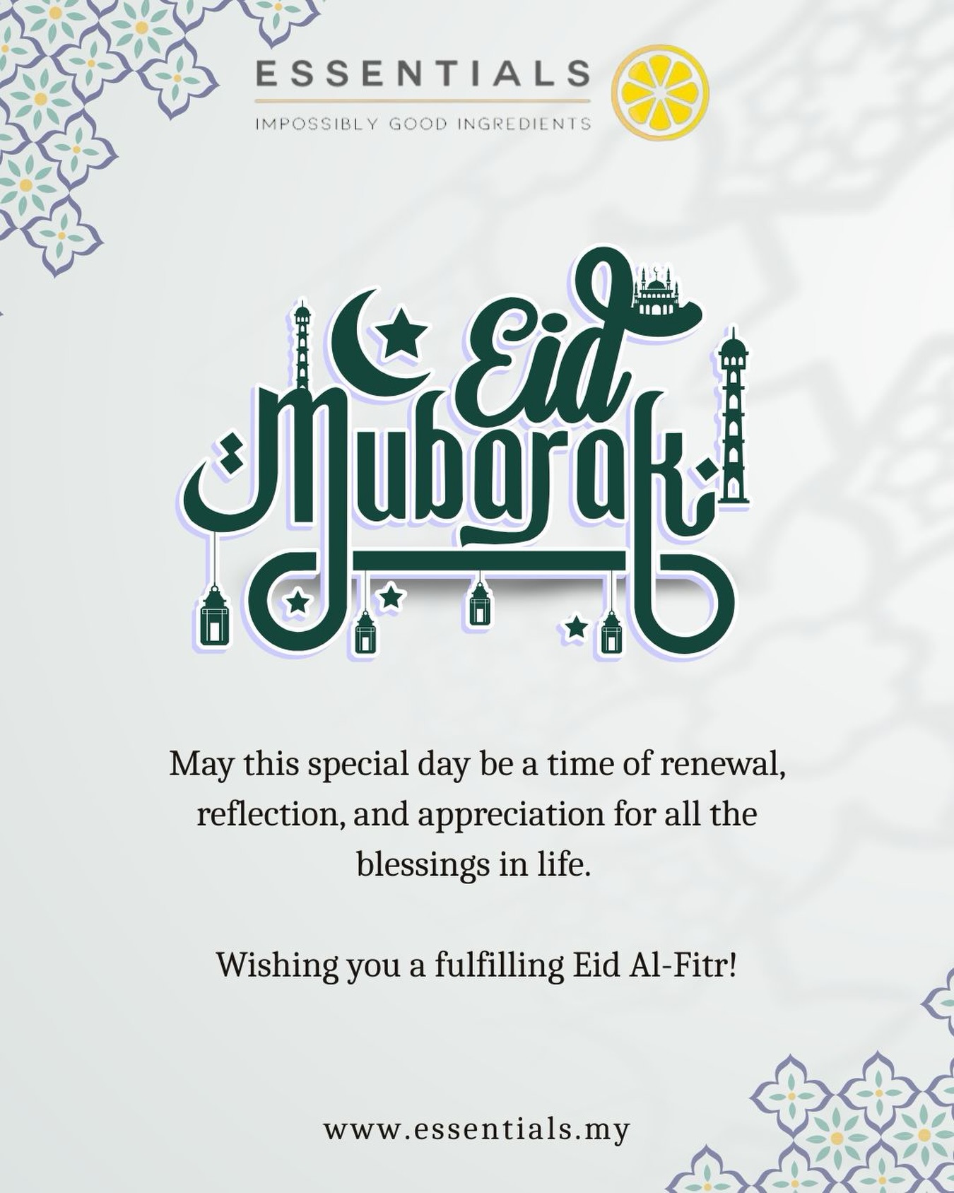 🌙✨ Eid Mubarak from all of us at Essentials.MY!

Please take note that our logistics and delivery operations are currently on pause for the festive period. 🚚❌
All orders will resume processing and delivery from 25th March onwards.

We appreciate your patience and understanding as our team takes this time to celebrate with loved ones. 🤍

📌 Plan ahead and expect slight delays during this period.

Wishing you a joyful, peaceful, and blessed Hari Raya! 🌙✨