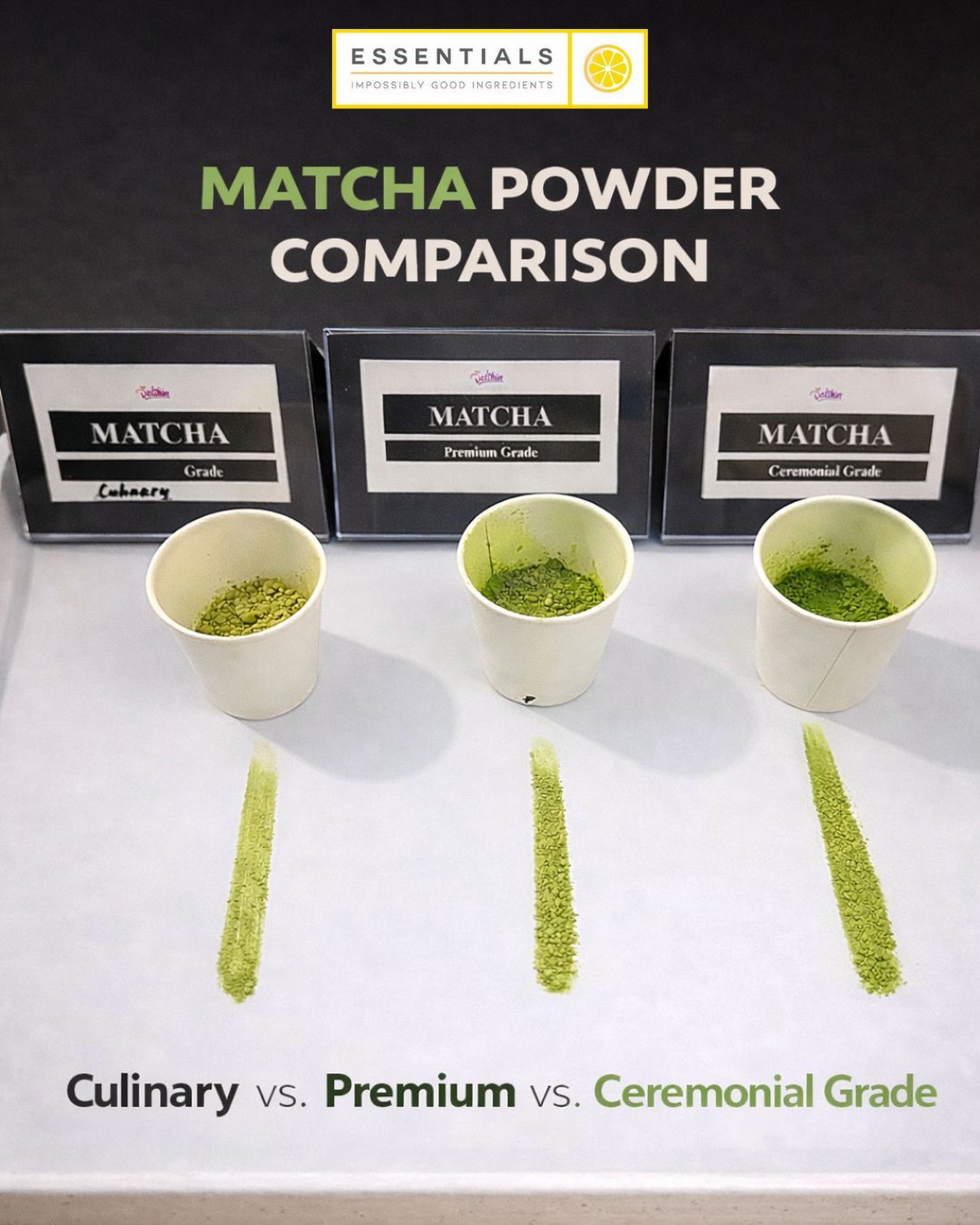 Not all matcha is created equal — and your menu deserves the right one.

🌿 Culinary Grade
Best for: Baking, desserts, high-volume drinks
✔ Strong flavour cuts through milk & sugar
✔ Most cost-efficient for businesses

🌿 Premium Grade
Best for: Lattes & daily serving
✔ Balanced taste, smooth finish
✔ Crowd favourite for cafés

🌿 Ceremonial Grade
Best for: Pure matcha experience
✔ Vibrant colour, naturally sweet
✔ Ideal for high-end offerings

👉🏼 Available now at Essentials.MY. 

#cafesupplies #Horeca #matcha
