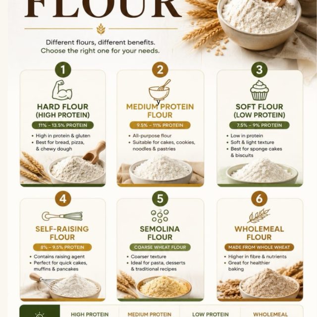 Which flour do you reach for most? 👇

🍞 Hard Flour for bread & pizza
🍪 Medium Protein Flour for everyday baking
🧁 Soft Flour for light cakes
🥞 Self-Raising Flour for quick bakes
🍝 Semolina for pasta & desserts
🌾 Wholemeal Flour for healthier recipes

No matter what you’re baking, you’ll find the right flour at Essentials.MY.

🛒 Explore our complete flour collection at www.essentials.my and get your baking essentials delivered straight to your door.